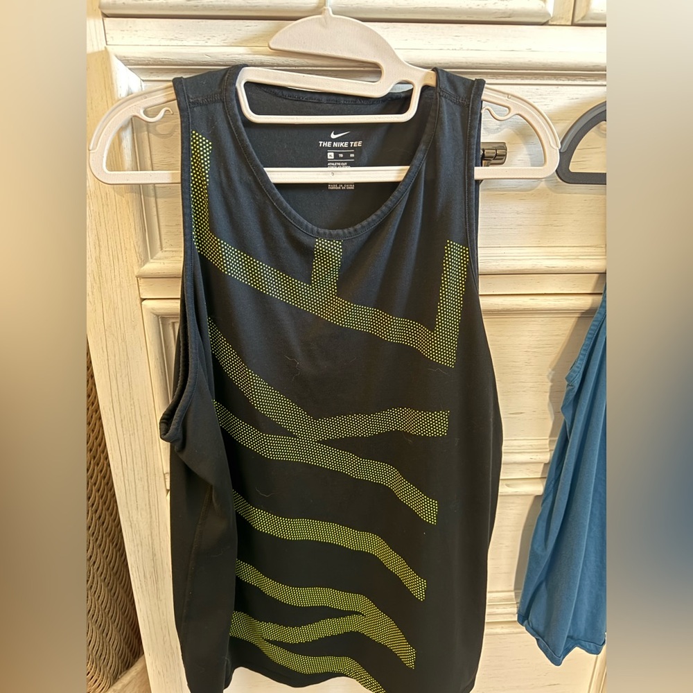 Nike Black Tank Top with Green Stripes